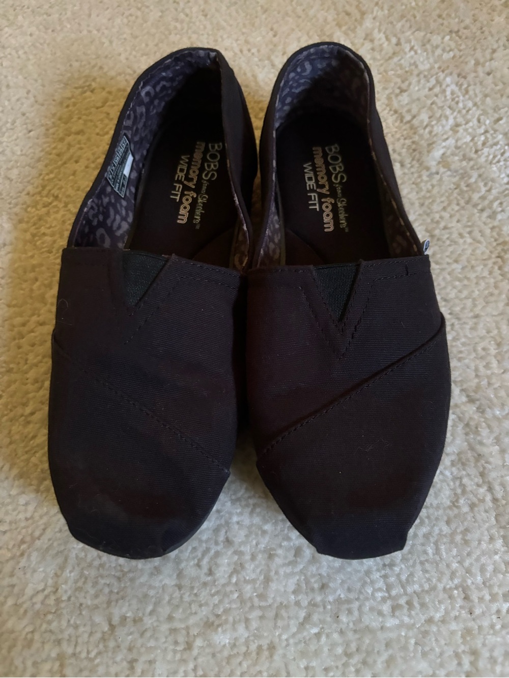 Skechers BOBS Women's Black Slip-On Canvas Flats